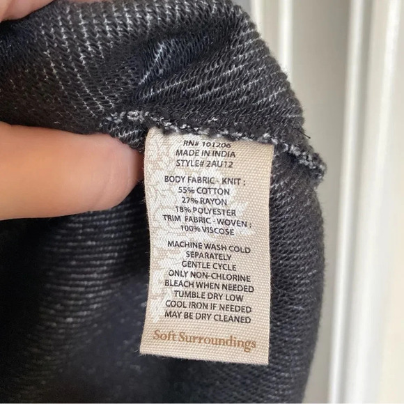 SOFT SURROUNDINGS York Tiered Pullover Sweater Gray Black Chiffon Size Medium - Picture 7 of 8